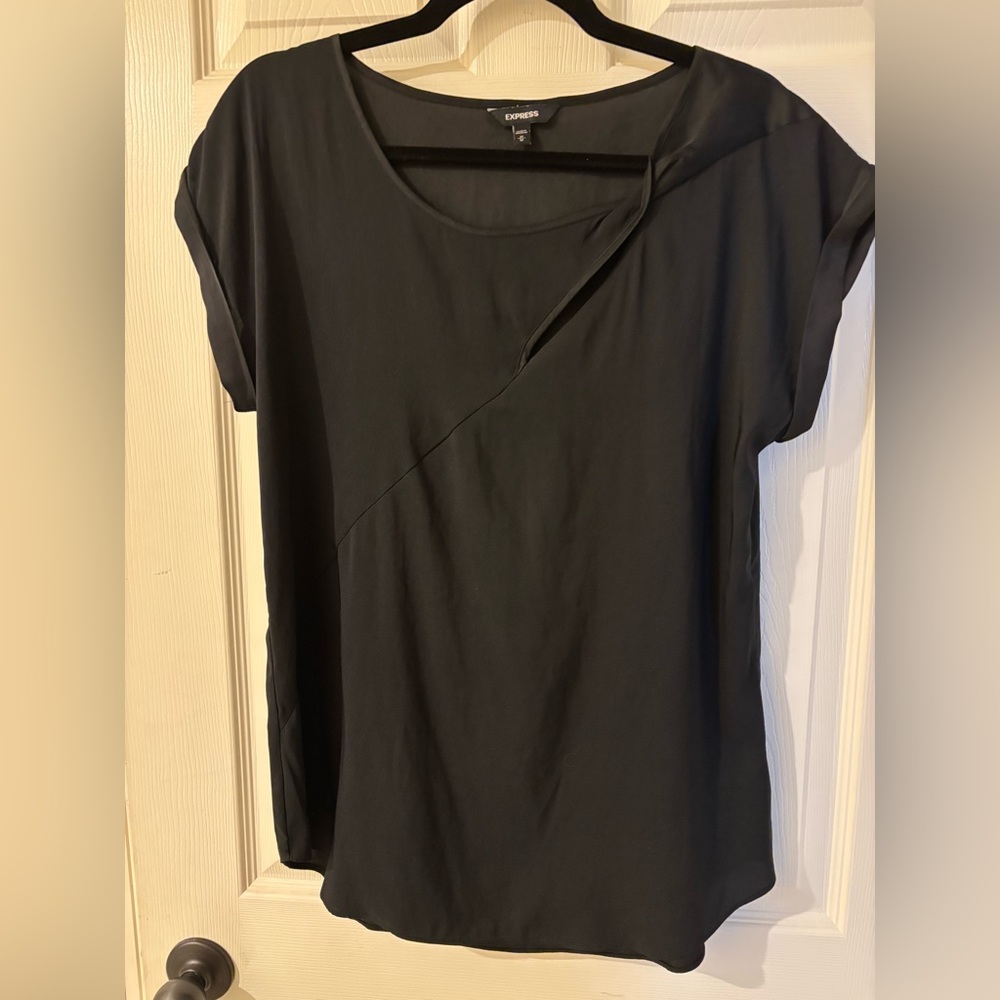 Express Black Women's Blouse with Unique Draping Medium
